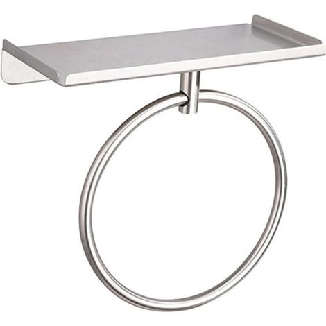 Porte-serviettes sans perçage, support rond en acier inoxydable pour s (1/5)