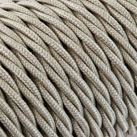 Câble Electrique Sable en Textile Torsadé 3x0.75mm² - Fil Electrique Tissu