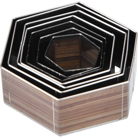 Lot de 7 matrices hexagonales 20-50mm en cuir pour découpe DIY (1/5)