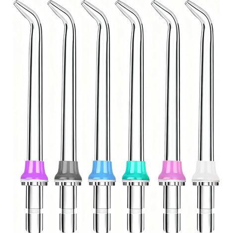 6 Pièces Embouts Jet Dentaire Haute Pression Compatible avec WP-100 WP-660 WP-250 Buse Multifonctionnelle Hydropulseur Dentaire sans Fil Nettoyage Dents Gencives Embouts Rechange Classique (1/5)