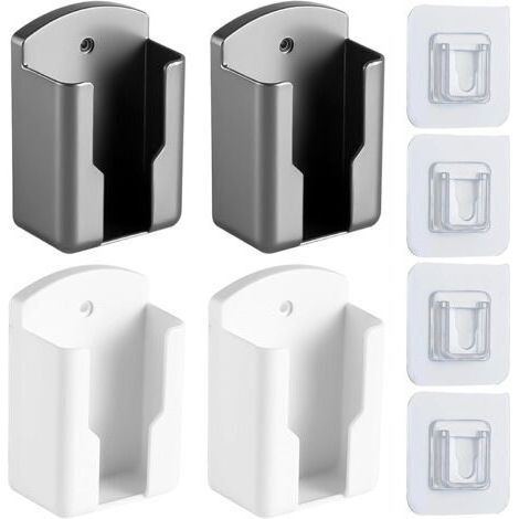 Pair Lot de 4 Boîtes de Rangement Télécommande Autocollantes - Supports Muraux Plastique 2 Couleurs (1/5)