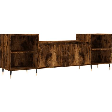 Mueble de TV multimedia Estante de TV Aparador de TV Comedor Salón Dormitorio Roble ahumado 160 x 35 x 55 cm Madera de ingeniería marrón 020027350