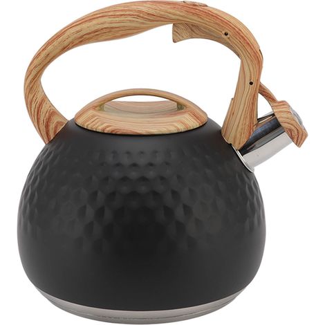 Bouilloire à thé sifflante 3L, poignée de cuisinière en acier inoxydable pour la cuisine domestique, cuisinière à gaz noire (1/5)