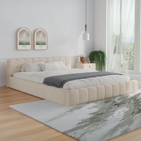Letto Cloud 160x200cm in velluto beige KANSAS