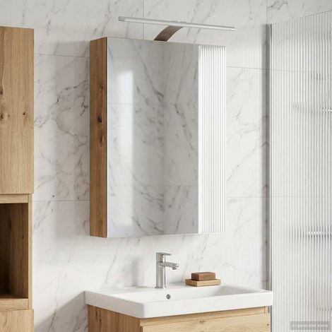 vidaXL Mobiletto per specchio da bagno con porta Rovere