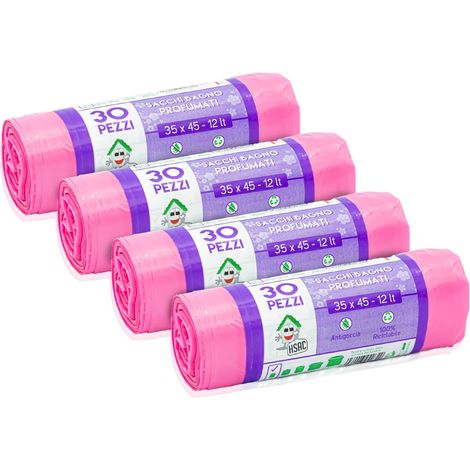 Sacs poubelles parfumés transparents 35x45 cm pour la collecte des déchets à l'intérieur - Sacs plastiques pour la poubelle de la salle de bain ou de la cuisine. (1/5)