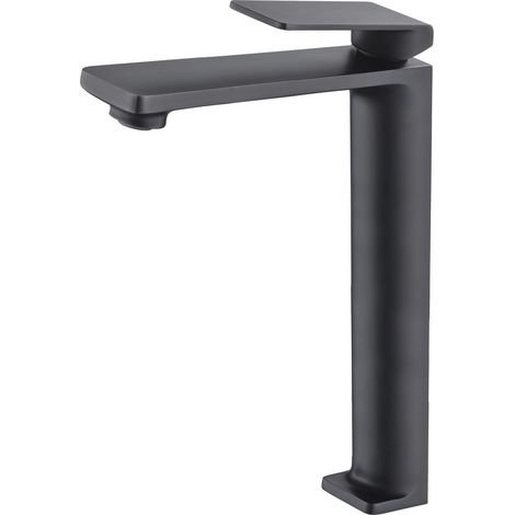 IMEX Einhebelmischer für hohen Waschtisch in matt schwarzem Messing-Zamak mit 25 mm Keramikkartusche und flexiblen 3-8-Zuleitungen – Modell FIYI XL (1/2)