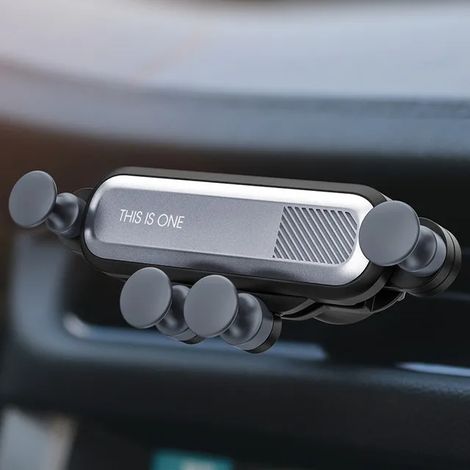 Soporte Gravity para coche para smartphones y dispositivos GPS, compatible con iPhone 13, 12, 11 Pro, 8, Samsung, Huawei, Xiaomi y Redmi (Plata) (1/3)
