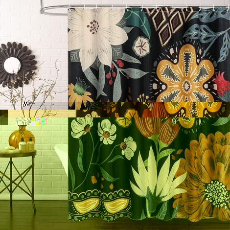 Rideau de douche floral bohème. rideaux de douche en tissu de feuilles tropicales pour une décoration de salle de bain chic et élégante. rideau de douche à fleurs colorées abstraites modernes. 72 x 72