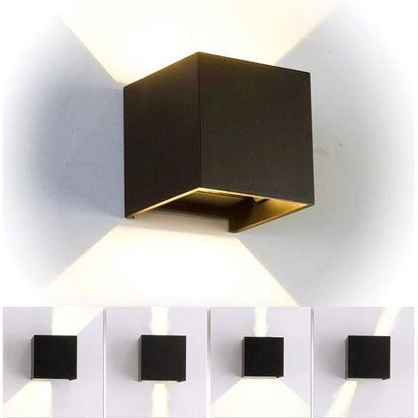 12W Applique Murale Led Noir Lampe Murale Carrée D'Intérieur Applique Murale Aluminium Moderne Pour Salon, Chambre À Coucher, Cuisine, Blanc Chaud (1/4)