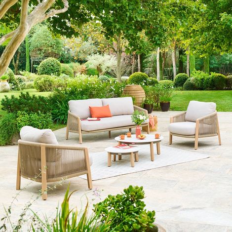 Salon de jardin Nelora 5 places beige - Hespéride (1/5)