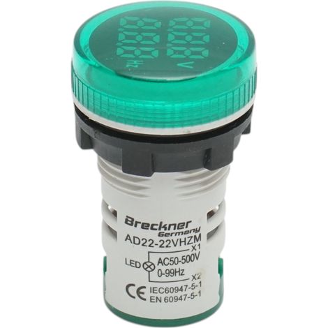 Voltmetro e indicatore di frequenza LED verde 0-99Hz/50-500V AC Breckner Germany (1/4)