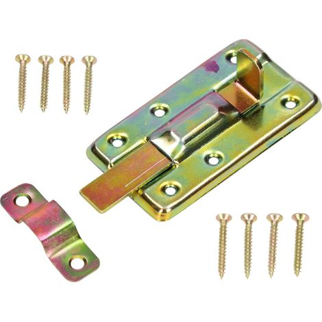 Verrou de serrure, 80 mm, avec gâche pour portes, galvanisé, jaune, universel (1/5)
