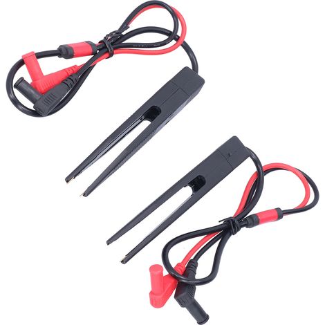 2PCS Pince de Test SMD pour Multimètre, Pince à Tweezer pour Mesure de Capacité et Inductance, Câbles de Test LCR pour Composants CMS (1/5)