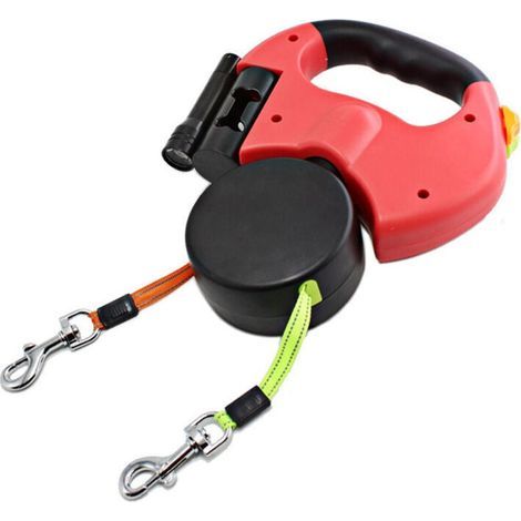 Laisse double rétractable pour chien – 2 cordes de 3 m – Anti-emmêlement 360° – Poids max 22,7 kg – Ruban en plastique ABS et polyester (1/4)
