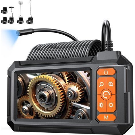 4,3" Endoskopkamera, 1080 HD Kanalinspektionskamera mit 8 einstellbaren LEDs, IP67 wasserdicht, 2600 mAh, 5 m semi-flexibles Kabel für Kanäle, Autos, Rohre, Haus und Werkstatt (1/5)