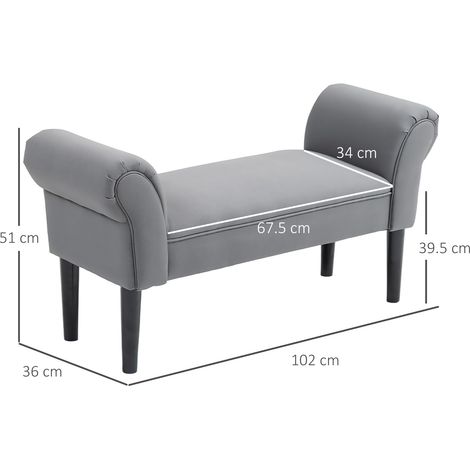 Banc de lit rembourré gris foncé 102x36x51 cm, assise en toile à voile, repose-pieds d'entrée pour chambre, supporte 130 kg, banquette compacte (1/5)