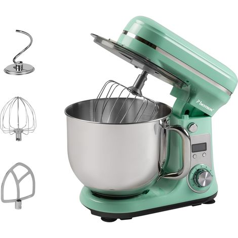 Bestron Robot da cucina Super Silent (65db) 4-1 robot da cucina con motore DC, ciotola da 6 litri, con gancio per impastare, frusta e mazza per impasto, 6 livelli di velocità + funzione impulsi, (1/5)