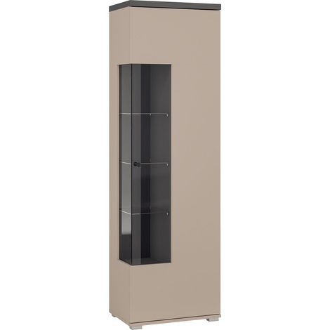 Estantería Virvele 103, Congo + Antracita, Con puertas, Cerrable, Vidrio templado, Aglomerado laminado, Número de puertas: 1, Número de cajones: 0, 180x55x36cm (1/4)