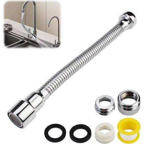 x 22cm Stainless Steel Faucet Extension, 360° Extension, ABS Plastic, for Kitchen and Bathroom (1/5)