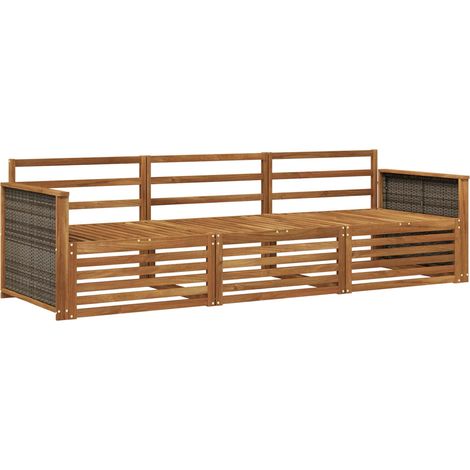 vidaXL Outdoor Sofa Set 3 pcs Natural Solid Acacia Wood