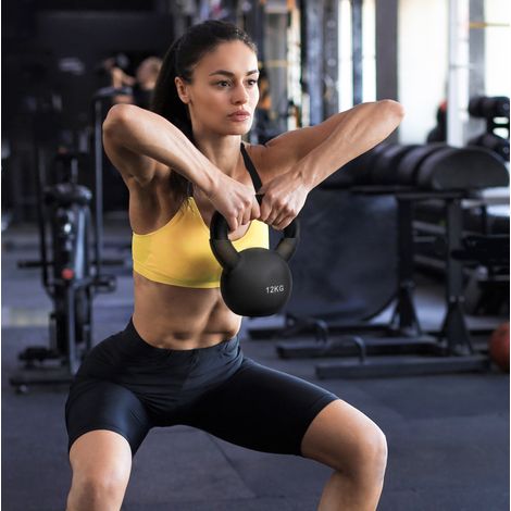 Kettlebell 12 kg mit Schutzbeschichtung, schwarz HAVRYA (1/5)