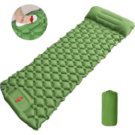 Matelas de Camping Autogonflant Ultraléger 190x 60x 5cm Tapis de Camping avec Oreiller Étanche Matelas Gonflables Unique Portable pour Voyage, Plage, la Randonnée (1/5)