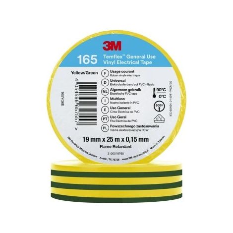 Nastro Isolante Temflex, Giallo, 19Mm X 25 M X 0.15 Mm (3M Cod. 7100222494)