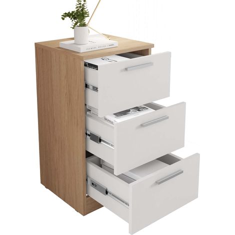 Mesita 3 Cajones Brujas 68X38X36 Roble B Blanco