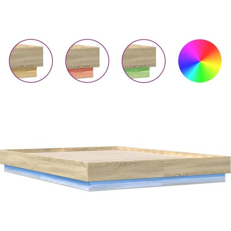 Maison Exclusive - Bettgestell mit LED Sonoma-Eiche 160x200 cm