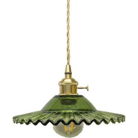 E27 Industrial Vintage Glass Pendant Light Retro Ceiling Light Retro Glass Pendant Light Industrial Ceiling Lighting Pendant Lights (Green Glass without s (1/4)