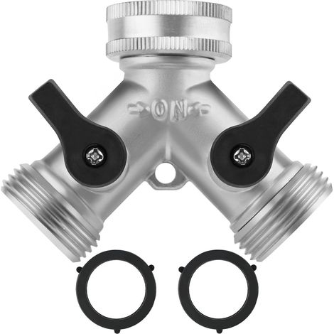 1 Distributeur en Y, Laiton, 2 Robinets Indépendants, Raccord 3/4 Pouche, Pour Jardin et Lavage (1/5)