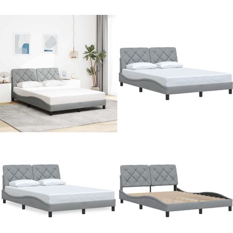 vidaXL Cadre de lit sans matelas gris clair 140x190 cm tissu (1/5)
