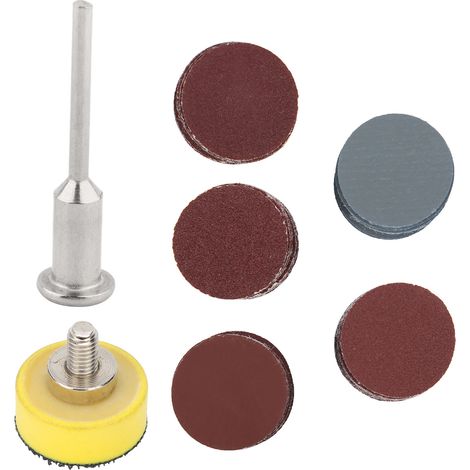 Jeu de 52 accessoires pour ponceuse électrique, 50 disques abrasifs 1 pouce, pad de polissage, poignée rotative 1/4 pouce (1/5)
