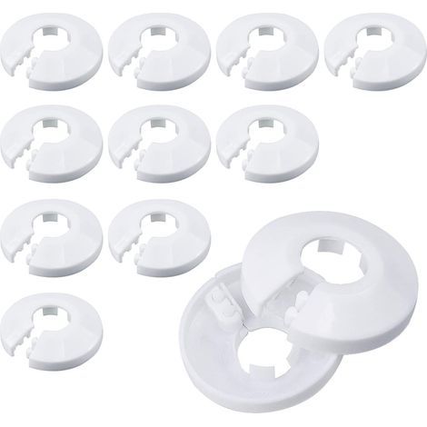 12-teiliges Set aus Kunststoff-Heizkörperrosetten, Rohrabdeckungen, Rohrschellen, Heizkörperrohrabdeckungen für 15-mm-Löcher, Abdeckrosetten zum Verdecken von Heizkörperrohren (B (1/5)