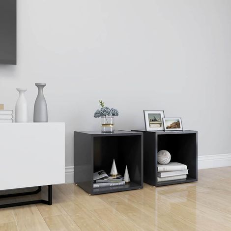 vidaXL Muebles para TV 2 uds madera contrachapada gris 37x35x37 cm (1/5)