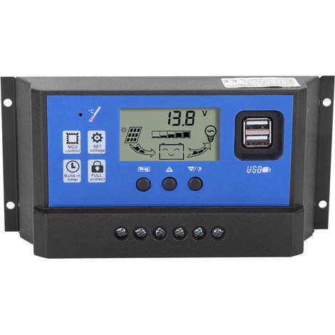 Régulateur de charge solaire intelligent 50A, écran LCD, double port USB, 12/24V pour batterie panneau solaire (1/5)