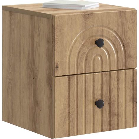 Maison Exclusive - Mobiletto da notte a muro con cassetto 2 pcs Rovere Artigianale