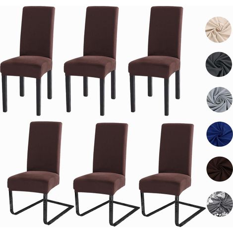 Housses de chaise extensibles et lavables pour salle à manger, lot de 6, marron café (1/5)