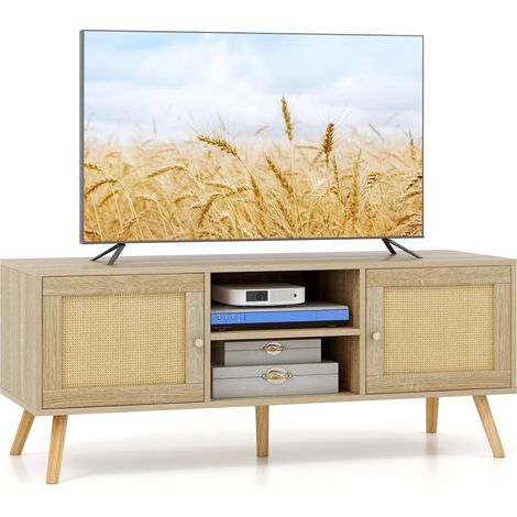 TV Stand for TVs up to 55" Rattan Media Console Table Entertainment Center (1/5)