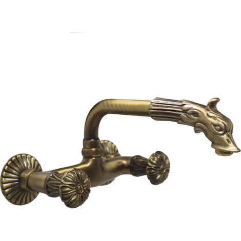 Gruppo lavello modello 221 miscelatore per lavandino vasca fontana da giardino in ottone brunito