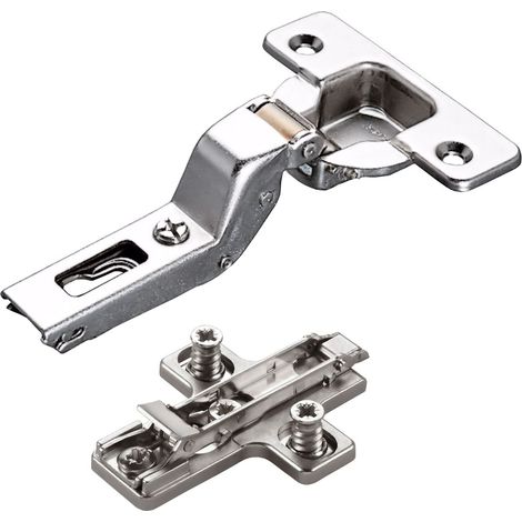 2 x Salice Topfband 110° Serie 200 Bohrbild T45 Innenanschlag inkl. Kreuz-Montageplatte Höhe 6 mm mit vormontierten Euroschrauben und Exzenterverstellung Topfscharnier von SOTECH (1/4)