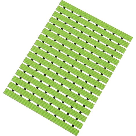 Tapis de bain Rectangulaire vert à séchage rapide, structure à lattes antidérapante, drainage rapide, 43 x 61 cm (1/5)