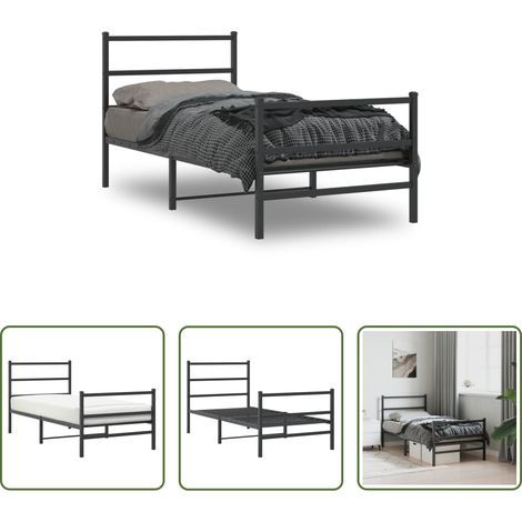 vidaXL Metallbettgestell - Bettgestell mit Kopf- und Fußteil Metall Schwarz 90x190 cm (1/5)
