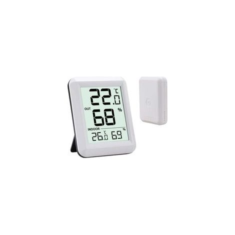 Thermomètre Intérieur et Extérieur, Thermomètre Connecté avec Capteur Extérieure sans Fil, Thermomètre Hygrometre Numérique avec Grand Ecran LCD, Commutateur ℃/℉, pour Bureau, Maison, Chambre