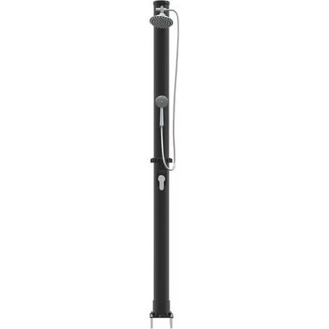 Douche solaire extérieure, noire, 217 cm, PVC et aluminium. (1/5)