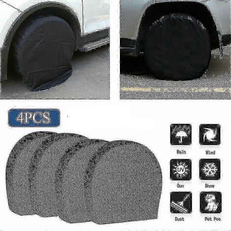 Lot de 4 housses de protection imperméables pour pneus de secours (camping-car, caravane, remorque) – Protection anticorrosion noire (taille L)