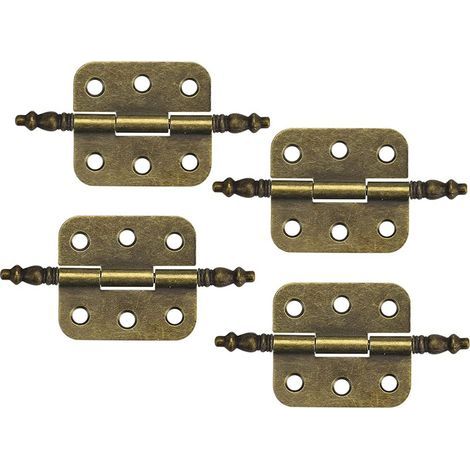 Cerniere, set da 4, cerniere antiche, 70 x 35 mm, cerniere vintage per ante di mobili, 6 fori, cerniere pieghevoli retrò, cerniere decorative in ferro, cerniere antiche per cassetti (1/5)