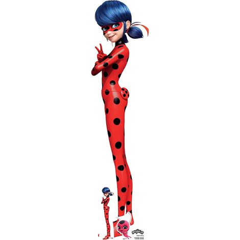 Figurine en carton Ladybug - Miraculous Ladybug et Chat et une mini-figurine- H 136 cm