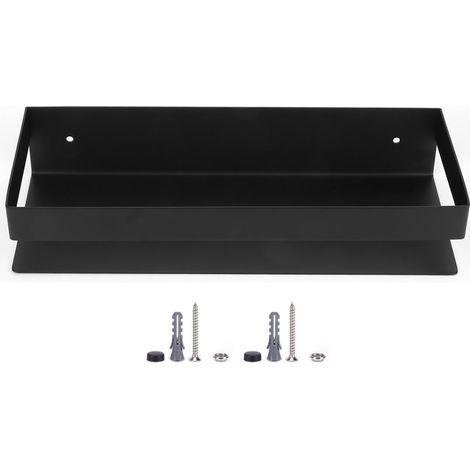 Étagère murale en acier inoxydable noir mat 30 cm, support de rangement pour salle de bain et cuisine, tablette design moderne (1/5)